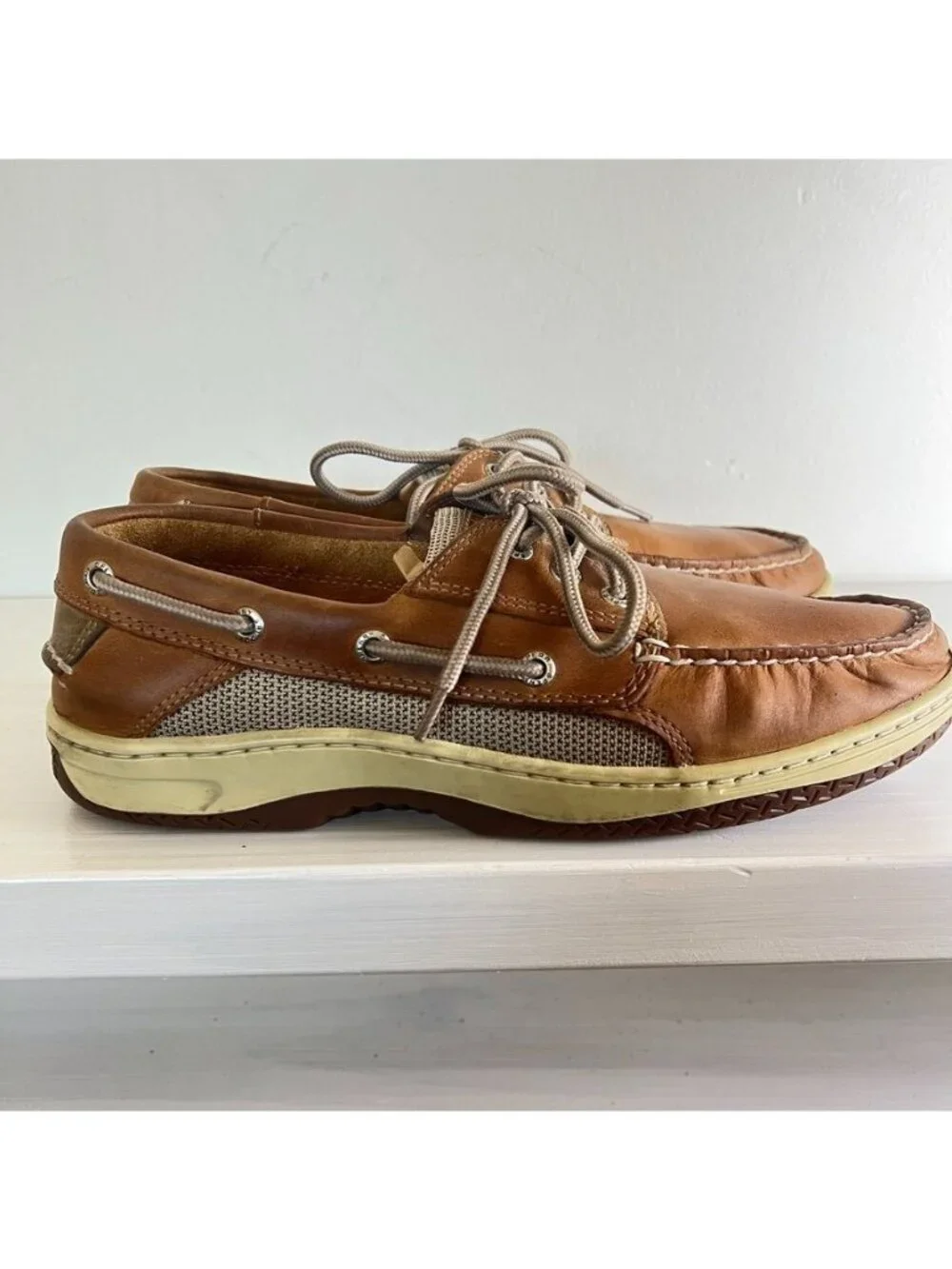 Sperry Topsider Mens 9.5W Billfish 3 Eye Boat Loafers Leather Shoes Preppy